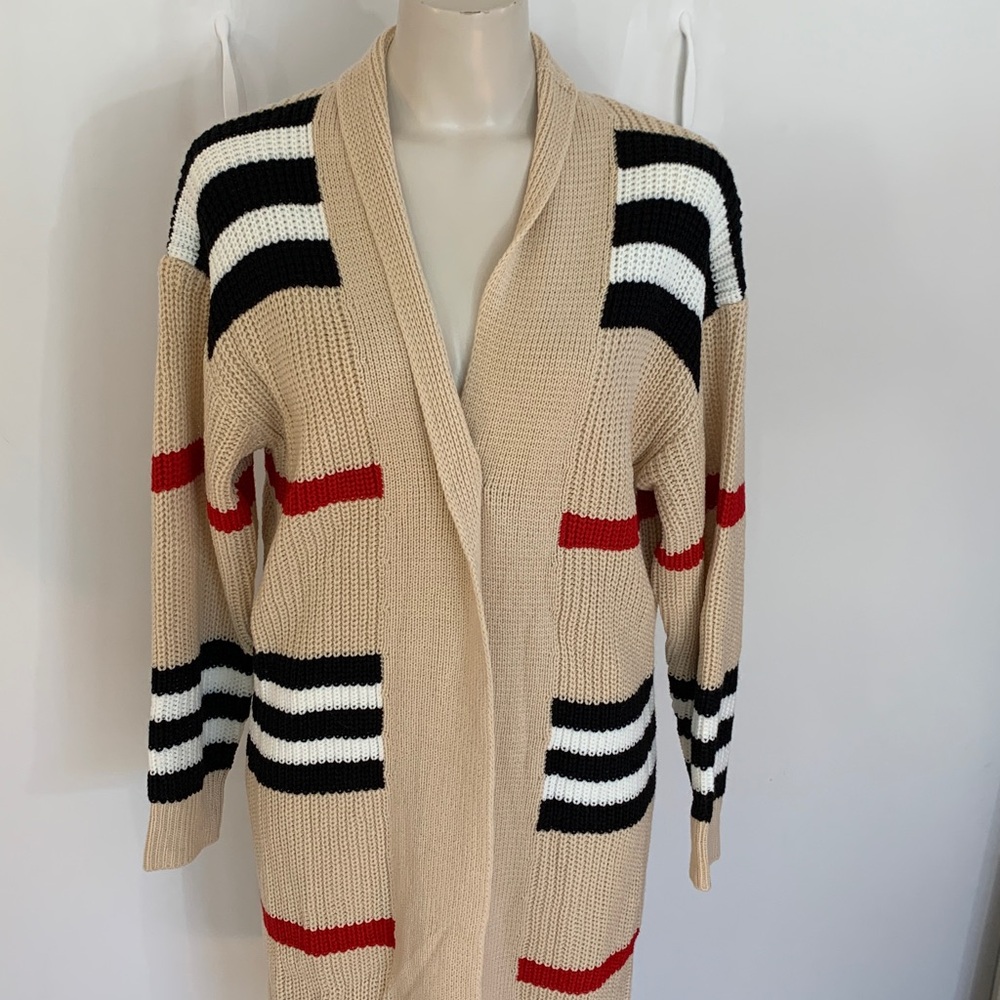 SHEIN multicolored long open front cardigan size small NWOT - Picture 3 of 9